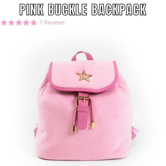 Jeffree Star VELOUR PINK BUCKLE BACKPACK! - Picture 3 of 5